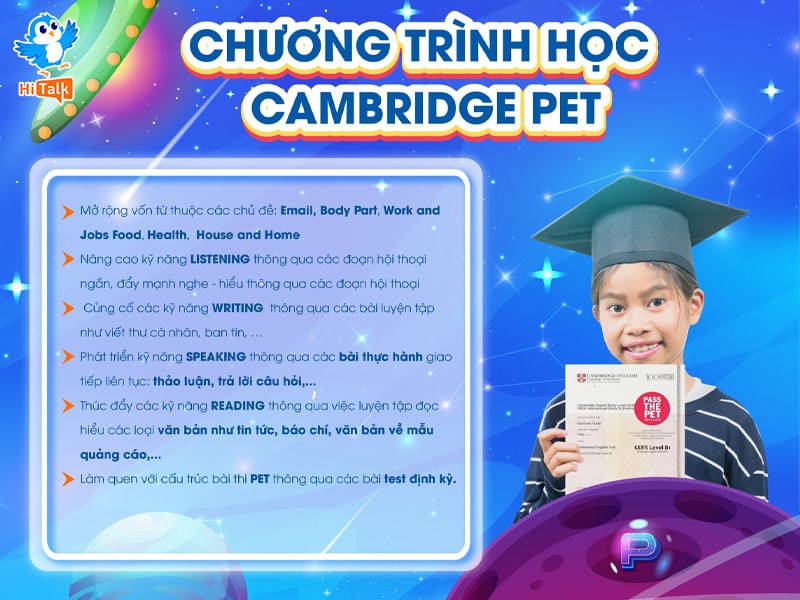 Chương trình tiếng Anh Cambridge PET cho học sinh THCS
